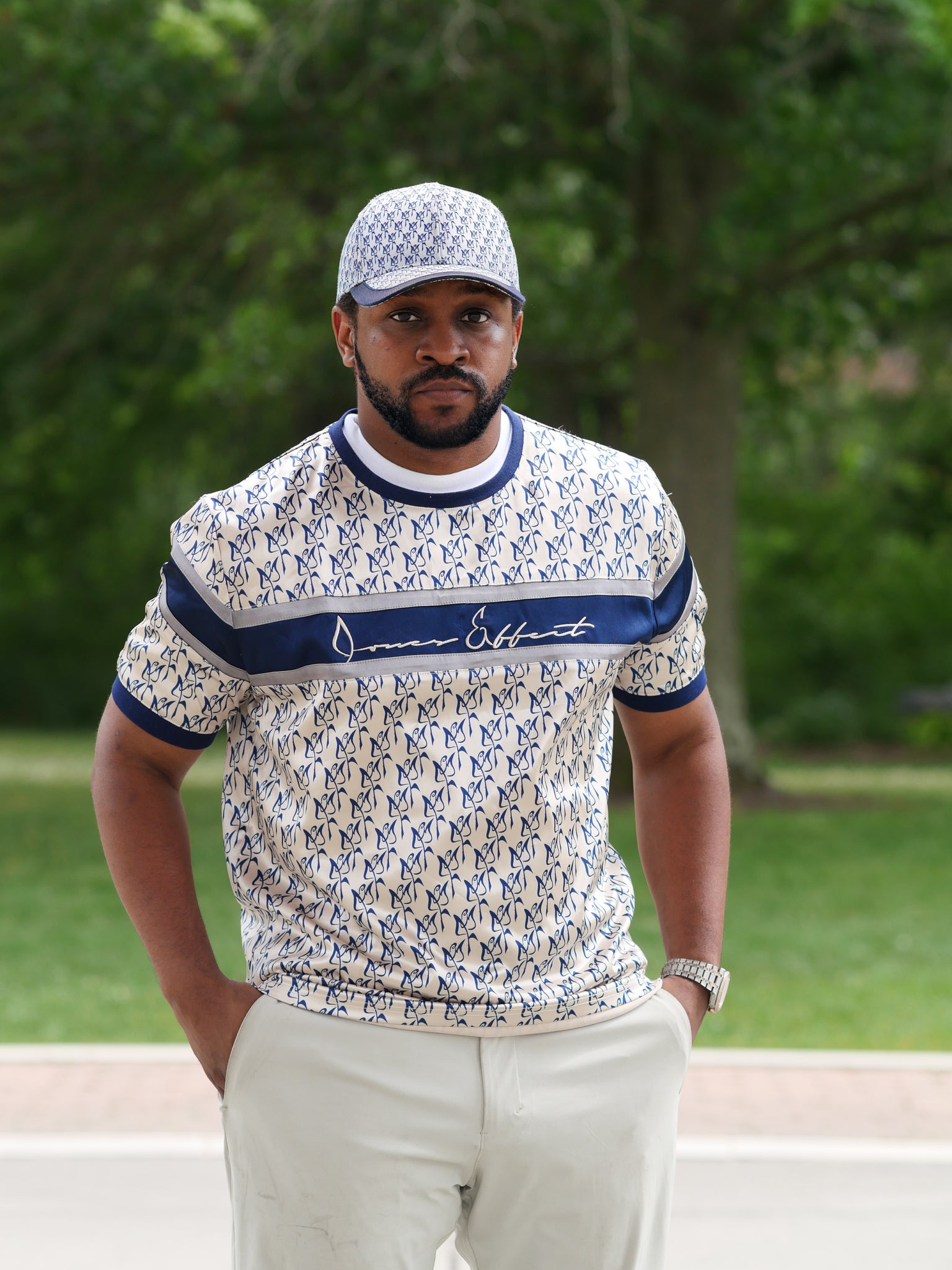 Casual Satin Short Sleeve Muscle T-Shirt | Oblique Blue Rose