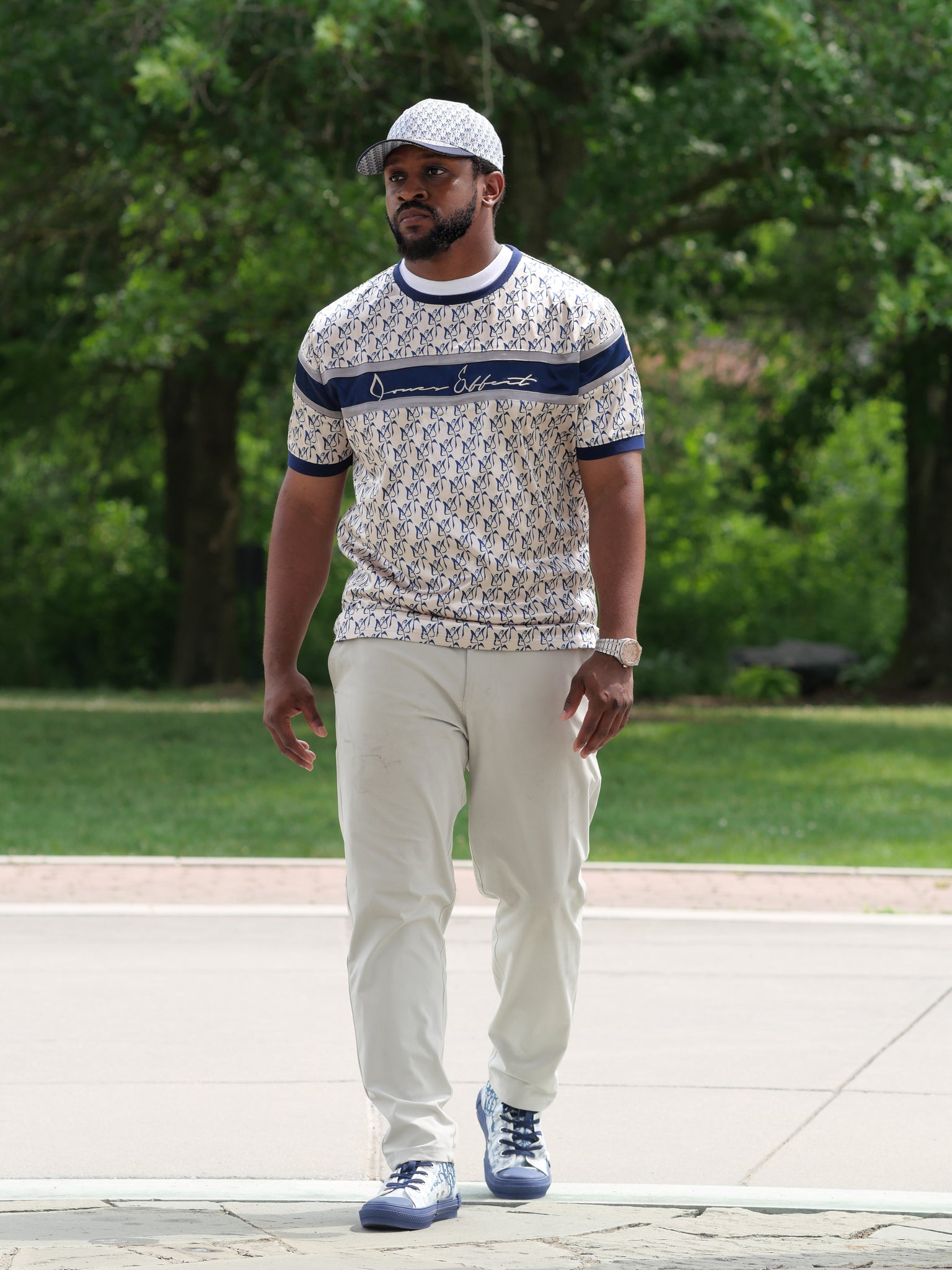 Casual Satin Short Sleeve Muscle T-Shirt | Oblique Blue Rose